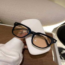 Women's Luxury Designer Small Fragrant Eye Frame 0748 Plain Face Large Myopia Anti Blue Light Tan Versatile Plate