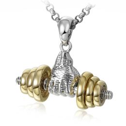 Pendant Necklaces Fashion Personality Classic Unique Fitness Holding Dumbbell Necklaaces For Men Punk Jewellery Gift