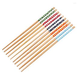 Chopsticks 1Pair 24cm Natural Bamboo Anti-Mildew Anti-Slip Reusable Chinese Classic Wooden Applique Kitchen Tool