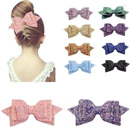 Hair Accessories 1Piece 5 Inch Bright Glitter Gradient Sequins Dovetail Children's Bow Hairpin Headdress Baby Girl Accessory