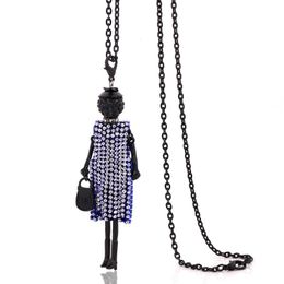 Pendant Necklaces Fashion Women's Doll Jewellery 2023 Long Chain Charm Black Big Choker Crystal & Rhinestone Pave