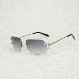 2023 Designer Glasses Luxury C Wire Eyewear New Lens Shape Sunglasses Men Rimless Square Gafas Women For Outdoor Club Accessories culos Shades