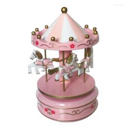 Decorative Figurines Merry-go-round Music Boxes Wooden Horse Roundabout Carousel Musical Box Plastic Birthday Gift Home Decor