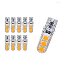 10pcs T10 SMD 6leds LED Car Interior Bulbs Light Parking Width Lamps DC12V Silica Shell W5W Turn Signal White/Yellow