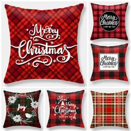 Pillow Meijuner Cover Plaid Christmas Throw Covers Fall Decorative Couch Cases Cotton Linen Autumn Square