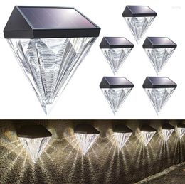 Wall Lamp 2/4/6Pcs 2023 Solar Fence Lights Garden Outdoor LED Diamond Stair Waterproof Step