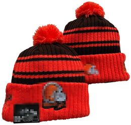 Men Knitted Cuffed Pom Cleveland Beanies CHI Bobble Hats Sport Knit Hat Striped Sideline Wool Warm BasEball Beanies Cap For Women a7