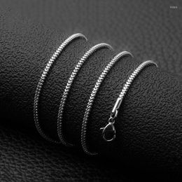 Chains 1.7mm Woman 316L Stainless Steel Necklaces Wheat Boxes Link Silver Colour For Girl Lady Wedding Jewellery 20inch 45cm 50cm