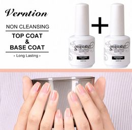 Verntion Bottom Gel 15ml No Wipe Top Base Coat UV Nail Gel No Sticky Nail Polish Easy Clean Foundation UV Polish 03gm2739092