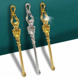 Colorful Gold Silver Portable Monkey Style Smoking Herb Tobacco Straw Spoon Shovel Dabber Scoop Nails Snuff Snorter Sniffer Waterpipe Bong Cigarette Holder DHL