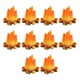 Garden Decorations 10 Pcs Fire Ornaments Landscaping Fake Campfire Micro Toys Model Outdoor Resin Small