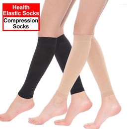 Sports Socks 1 Pair 23-32mmhg Calf Compression Knee High Support Stockings Open Toe For Pregnancy Varicose Veins Running
