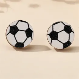 Stud Earrings Rocking Wooden Round For Women Men Colorful Pattern Wood Earring Female Punk Bar Party Jewelry Gifts Wholesale