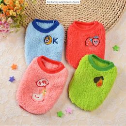 Cat Costumes Pet Clothes Lovely Embroidery Small Dog Vest Autumn And Winter Coat Warm Flannel Clothing For Teacup Apparel