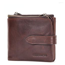 Wallets Crazy Horse Skin Zipper Buckle Men's Wallet Cow Genuine Leather Men Horizontal Design High-quality Luxury Purse