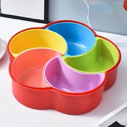 Plates Flower Shaped Round Snack Fruit Tray Divided Dried Container 5-Compartment Nuts And Candy Vegetable