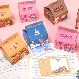 200sheets 1 Box Creative Milk Carton Note Book Girl Removable Boxed Sticky Paper Set Desktop Message Office Cute Memo