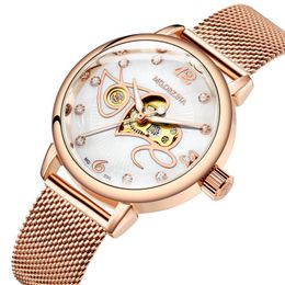 Wristwatches Love Automatic Mechanical Watches Women Rose Gold Watch Lady Girl Dress Clock Montre Femme