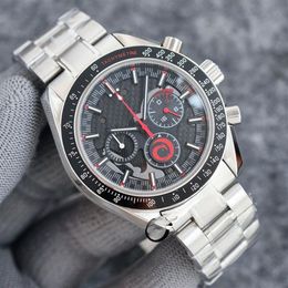 44mm Apollo Commemorative Edition Watches Dark Side Moon 311 92 44 30 01 002 Quartz Chronograph Mens Watch Black Dial Steel SS Bra266I