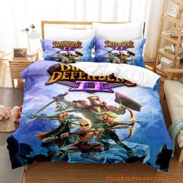 Bedding Sets Personelity 2023 Game Dungeon Defenders Set Cartoon Anime Three-piece Adult Kid Bedroom Duvetcover 3D Kawaii