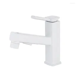 Bathroom Sink Faucets White Pull-out Basin Faucet Retractable Washable Head Brushing And Cold Wash Black Water Spray