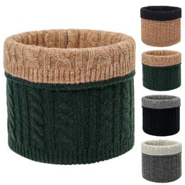 Scarves Double Side Knitted Ring Scarf Thick Elastic Knit Mufflers Twist Crochet Neck Woollen Snood Bandana Face Cover