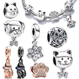 925 silver Fit Pandora Original charms DIY Pendant women Bracelets beads Octopus Chameleon Turtle Rabbit Print Firefly Owl Dog Cat