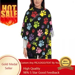 Scarves Custom Fashion Colorful Paws Pattern Tassel Scarf Women Winter Warm Shawl Wrap Ladies Dog Prints Pet