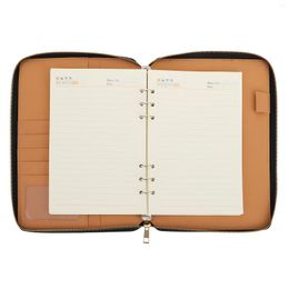 Notepad Notebook Business Zipper A5 Padfolio Planner Daily Handbook Schedule Writing Zippered Portable Case Mini Leaf Loose