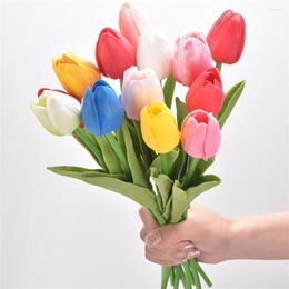 Decorative Flowers 10Pcs Silicone Tulip Flower Artificial Bouquet Heads Luxury Home Living Room Fake Decor