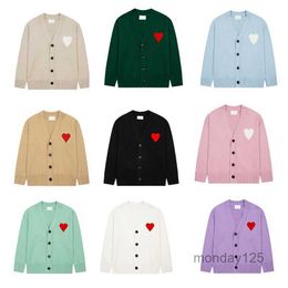 New Amies Love Embroidery Cardigan V-neck Sweater Men and Women Loose All-match Lazy Wind Wool Knitted Jacket Size S-xl5JHJ