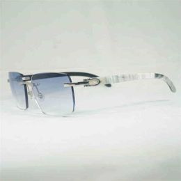 2023 Designer Glasses New Vintage Natural Horn Sunglasses Men Wood Rimless Glasses Women Accessory Metal Frame Oculos Square Gafas For Club