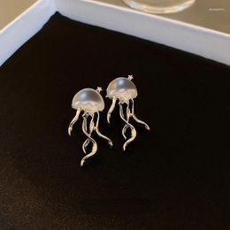 Stud Earrings South Korea Deep Sea Jellyfish Frosted Silver Needle Fashion Creative Design Trending Jewellery Women 2023