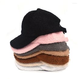 Ball Caps Lamb Wool Baseball Cap Letter Embroidery Women Sun Hat Lady Girls Outdoor Warm Winter Spring Plush