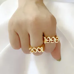 Cluster Rings Birth Year For Women Adjustable Gold Colour Vintage Number Ring Female Friend Gifts Couple Jewellery 1991-2005