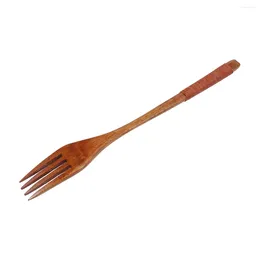 Dinnerware Sets Wood Fork Reusable Japanese Wooden Forks Dinner For Fruit Dessert ( Brown Thread ) Cutlery