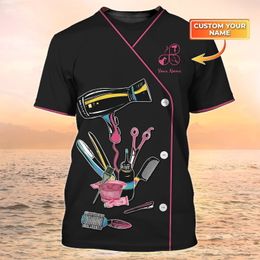 Men's T-Shirts est Summer Mens T-shirt Hairdresser Hairstylist Personalised 3D Printed t shirt Unisex Casual Hair Salon Uniform DW95 230404