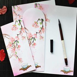 Gift Wrap Peach Blossom 10 Envelope Sheets Letter Paper Set Stationary Writing Letters Wedding Envelopes Invitations School SuppliesGift