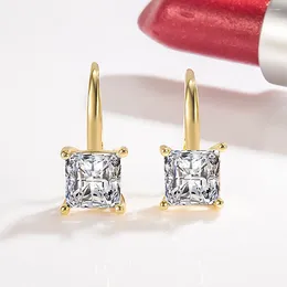 Dangle Earrings 14k Gold Filled Square Austrian Crystal Bling Zircon Diamonds Gemstones Chic For Women Jewelry Trendy Accessories Gifts