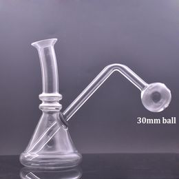 Hot Selling Portable Hookahs 13CM Bong Dab Oil Rig Bubbler Thick Beaker Mini Smoking Water Pipe with 30mm OD Glass Oil Burner Pipe Cheapest