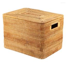 Storage Baskets Laundry Basket Rattan Woven Handmade Large Capacity Portable Clothing Box Household 36X26X24cm