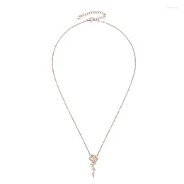 Chains PMO-069 Lefei Fashion Luxury Trendy Classic Moissanite Design Creative Rose Flower Necklace Women 925 Silver Party Jewellery Gift