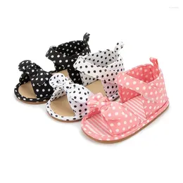 Sandals 2023 Summer Baby Girl Shoes Polka Dots Anti-slip Rubber Sole Borns First Walkers Flat Beach