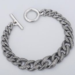 Link Bracelets Chain Wide Curb Man Bracelet For Men In Stainless Steel Men's Jewellery Accessories On Hand Wrist 18-22CM VintageLink