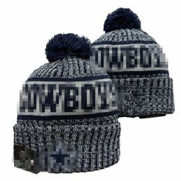 Men Knitted Cuffed Pom Chicago Beanies DAL Bobble Hats Sport Knit Hat Striped Sideline Wool Warm BasEball Beanies Cap For Women a26