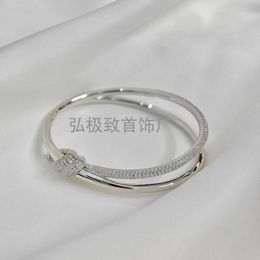 Fashion TFF Knot Bracelet Womens Sterling Silver 18k Gold Cross Diamond Free Knot Bracelet Ins Simple and Fashionable JX58