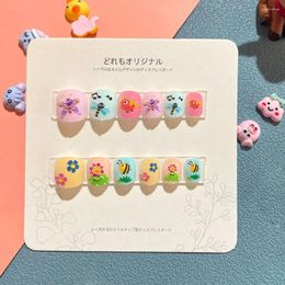 False Nails Acrylic Children Press On Cute Fingernails Pre-glue Full Cover Cartoon Candy Short Tips For Kids