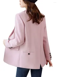 Women's Suits Autumn Winter Long Sleeve Women Blazer Ladies Black Pink Beige Female Casual Jacket Coat