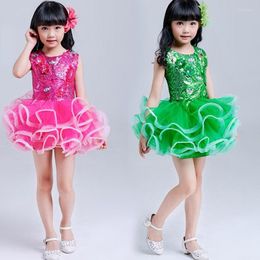 Stage Wear Kids Ballroom Clothing Sequined Dancing Dress Girls Jazz Dance Costume Toddler Wedding Princess