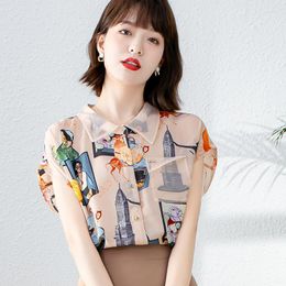 Women's Blouses Womens Short Sleeve Shirts For 2023 Summer Fashion Trends Office Ladies Clothing Teenage Printed Chiffon And Tops Female